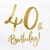Servietten 40. Geburtstag 33x33cm 20 Stück, weiß / gold Produktbild-Vorschau 1