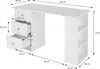 A white desk with dimensions indicated by measurement lines and text. Produktbild-Vorschau