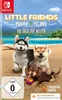 The cover art for the Nintendo Switch game 'Little Friends 2: Puppy Island', featuring three puppies on a beach with a tropical background. Produktbild-Vorschau