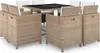 9-tlg. Garten-Essgruppe mit Auflagen Poly Rattan Beige Produktbild-Vorschau 1