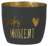 Gilde Windlicht, "Glücksmoment", Schriftzug, Metall, beige, Produktbild-Vorschau 4