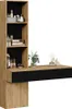 A vanity table with shelves and a drawer, displaying various cosmetic products. Podgląd zdjęcia produktu