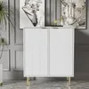 Sideboard Weiß 75Bx40Tx90H (3 Einlegeböden, 6 Fächer) mit 2 Produktbild-Vorschau 2