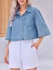 Damen-Jeansjacke, kurze Ärmel, Knopfleiste, mit Produktbild-Vorschau 3