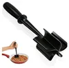 A black meat chopper is shown on a white background, with a smaller inset image showing a hand using the chopper in a frying pan with ground meat. Produktbild-Vorschau