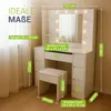 Juskys Schminktisch Malia und Hocker Melly mit LED, 7 Produktbild-Vorschau 5