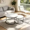 Satztisch 2er Set,Couchtisch Rund aus Holz,stapelbar Produktbild-Vorschau 2