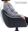 A person sitting in a chair, showing the ergonomic design of the armrests and backrest. Produktbild-Vorschau