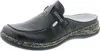 A black leather clog shoe is shown against a white background. Anteprima dell’immagine prodotto
