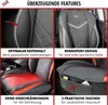 A collage of four images showcasing the features of car seat covers. Produktbild-Vorschau