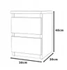 A line drawing of a nightstand with dimensions indicated. Náhled obrázku produktu