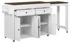 A white kitchen island with a brown countertop and an extension table attached. Podgląd zdjęcia produktu