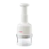 A white and clear plastic food chopper with a plunger mechanism. Produktbild-Vorschau