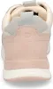 The back view of a beige and pink sneaker. Voir les images du produit