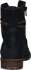 The back view of a dark blue suede boot with brown lacing detail. Podgląd zdjęcia produktu