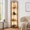 EDISHINE Stehlampe Wohnzimmer mit 4 Holz-Regal, LED Dimmbar Produktbild-Vorschau 1