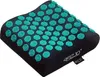 A black acupressure mat with teal spikes and a small tag with a logo. Náhľad obrázku produktu