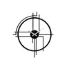 A black metal wall clock with a minimalist, geometric design. Produktbild-Vorschau