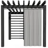 A dark gray pergola with a light gray curtain hanging from it. Podgląd zdjęcia produktu