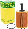 A MANN-FILTER HU 719/7 x oil filter and its packaging are displayed against a white background. Náhled obrázku produktu