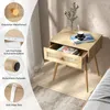 Stolik nocny COSTWAY z polirattanu, szafka nocna z szufladą Podgląd zdjęcia produktu 6