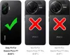 Three phone cases are shown side-by-side on a black background. The first case has a green checkmark, indicating it is compatible with the Xiaomi Poco F7. The other two cases have red 'X' marks, indicating they are not compatible with the Xiaomi Poco F7 Pr Anteprima dell’immagine prodotto