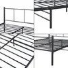 A collage of close-up shots of a black metal bed frame. Voir les images du produit