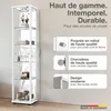 K-Möbel Vitrine en verre debout en blanc (176x37x33cm) avec Voir les images du produit 2