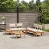 Gartenbänke Set 3 pcs Braun und Creme 2-Sitzer S Massivholz Produktbild-Vorschau 3
