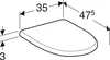A diagram showing the dimensions of a toilet seat. Anteprima dell’immagine prodotto