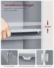 A close-up view of a gray cabinet interior showing adjustable shelves and details of the hardware. Produktbild-Vorschau