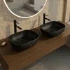 Umyvadlo na desku Černý matný mramor s žilkami Oválná Náhled obrázku produktu 8