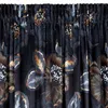 A close-up view of a dark fabric with a floral pattern, showing the texture and detail of the print. Produktbild-Vorschau