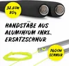 Close-up of a jump rope with text overlays highlighting its features. Produktbild-Vorschau