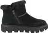 A black winter boot with a fur lining and a zipper on a white background. Voir les images du produit