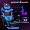 A gaming chair with highlighted ergonomic features and massage function. Produktbild-Vorschau