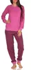 Damen Frottee Pyjama mit Bündchen, Hose gestreift, Top mit Produktbild-Vorschau 1