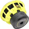 A yellow and black subwoofer speaker shown from a diagonal angle. Voir les images du produit