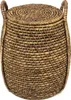 A woven basket with a lid and handles, presented against a white background. Produktbild-Vorschau