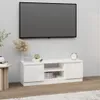 A white TV stand with a TV mounted above it in a modern living room setting. Náhľad obrázku produktu