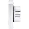 Side view of a white thermostat mounted on a wall. Produktbild-Vorschau
