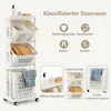 Chariot à linge à 3 niveaux avec roulettes, 3 paniers, Voir les images du produit 3
