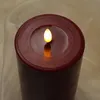 LED Stumpenkerze MIA - Echtwachs - realistische 3D Flamme - H: 10cm - Batteriebetrieb - weinrot Produktbild-Vorschau
