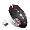 A gaming mouse and its USB receiver are displayed against a white background. Produktbild-Vorschau