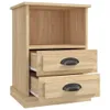 A wooden nightstand with two drawers and an open shelf, shown against a white background. Voir les images du produit