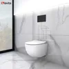 A modern bathroom with a wall-mounted toilet. Produktbild-Vorschau