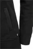 A close-up of a black fleece jacket, showing a pocket and a small logo. Produktbild-Vorschau