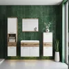A modern bathroom vanity set with a textured green tiled wall. Náhľad obrázku produktu