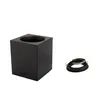 A black square LED surface-mounted spotlight and a black mounting ring are shown against a white background. Produktbild-Vorschau