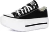 A black Converse platform sneaker with white laces and a white sole. Voir les images du produit